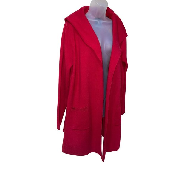 Vertigo Paris Red Hooded Open Front Cardigan W/ Pockets L - Picture 6 of 8
